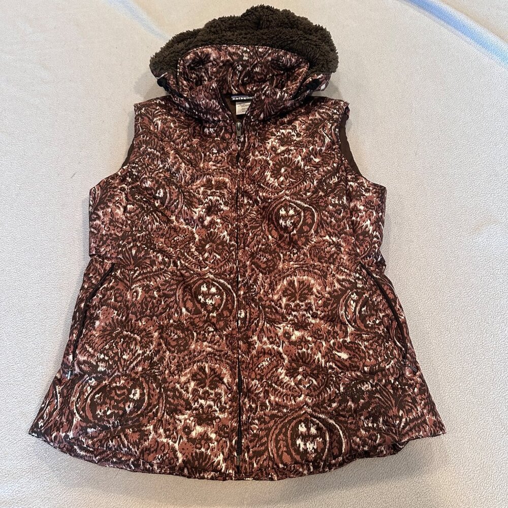 Patagonia Vest Womens Small Down With It Quilted Vest Paisley Brown‎ Pattern